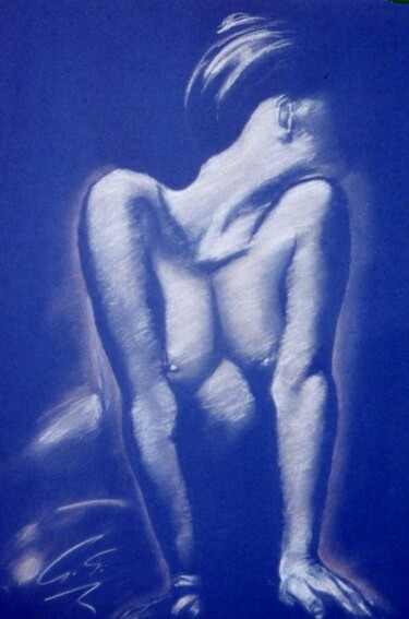 Painting titled "nu-bleu.jpg" by Ginette Richard, Original Artwork