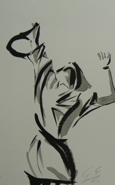 Malarstwo zatytułowany „Femme tennis” autorstwa Ginette Richard, Oryginalna praca, Atrament