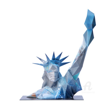 Sculpture titled "Blue Liberty" by Ginger Art, Original Artwork, Acrylic