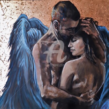 Painting titled "mon ange gardien" by Ginie Color, Original Artwork, Oil
