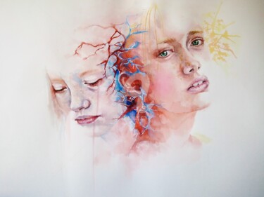 Painting titled "lutte personnelle (…" by Ginie Color, Original Artwork, Watercolor