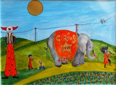Painting titled "Circo Dan" by Gino Gavazzi, Original Artwork, Acrylic