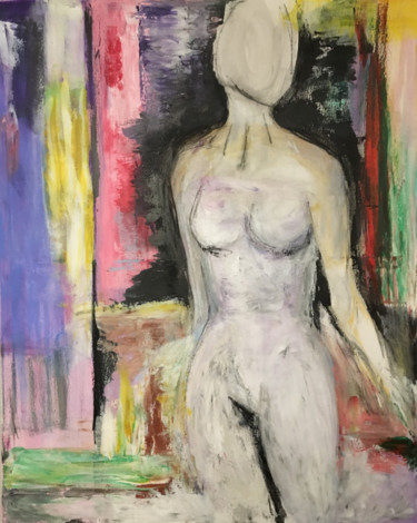 Painting titled "Lady" by Gino Parisi, Original Artwork, Acrylic Mounted on Wood Stretcher frame