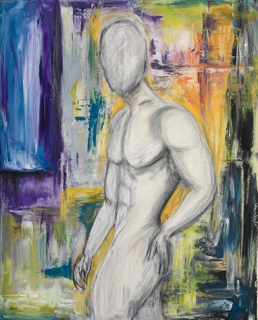 Painting titled "Male" by Gino Parisi, Original Artwork, Acrylic Mounted on Wood Stretcher frame
