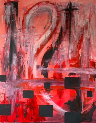 Schilderij getiteld "The Ego's Inferno" door Gino Parisi, Origineel Kunstwerk, Acryl