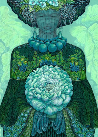Pintura titulada "Flower girl" por Romualda Daineliene, Obra de arte original, Acrílico