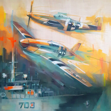 Peinture intitulée "avion 26" par Gio Manetta, Œuvre d'art originale, Huile