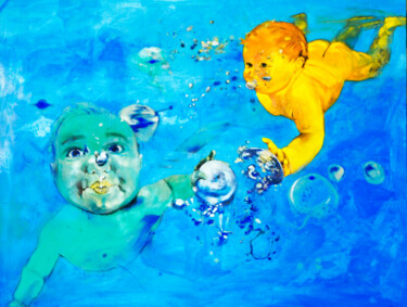 Painting titled "H2o" by Giò Pasta, Original Artwork, Oil