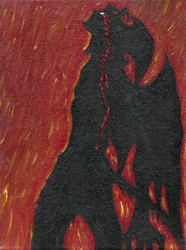 "Devilman" başlıklı Tablo Gioele Rieder tarafından, Orijinal sanat, Petrol Ahşap Sedye çerçevesi üzerine monte edilmiş
