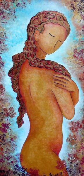 Painting titled ""Dryad dressed in a…" by Gioia Albano, Original Artwork, Acrylic