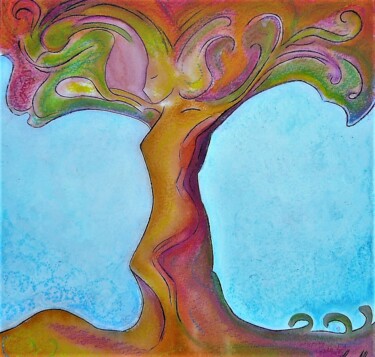 Schilderij getiteld "Tree's soul, healin…" door Gioia Albano, Origineel Kunstwerk, Acryl