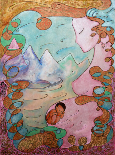 Картина под названием "Wind woman" - Gioia Albano, Подлинное произведение искусства, Акрил