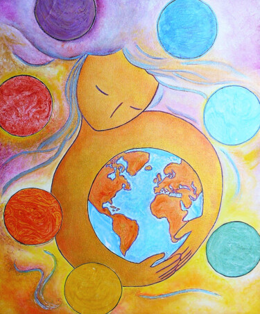 Malarstwo zatytułowany „Healing the world” autorstwa Gioia Albano, Oryginalna praca, Akryl