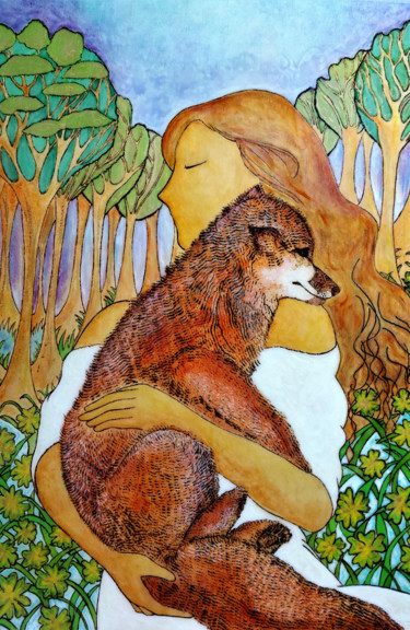 Painting titled "Embrace the wild" by Gioia Albano, Original Artwork, Ink