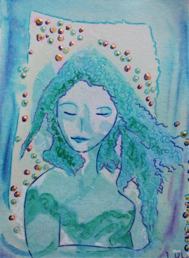Peinture intitulée "Green fairy (le pet…" par Gioia Albano, Œuvre d'art originale, Aquarelle
