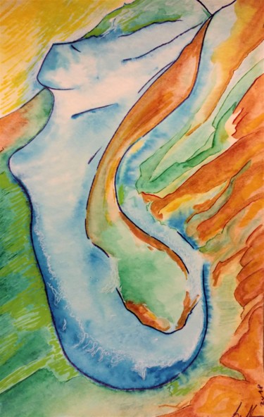 Peinture intitulée "River woman (Femme…" par Gioia Albano, Œuvre d'art originale, Aquarelle