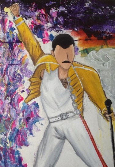 Painting titled "Freddie Mercury" by Gael Ramirez Giombini, Original Artwork, Acrylic