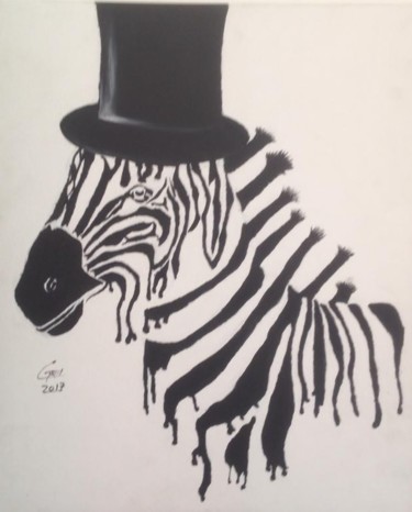 Painting titled "Caballero Zebra" by Gael Ramirez Giombini, Original Artwork, Acrylic
