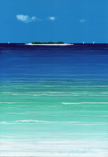 Malerei mit dem Titel "mare blu" von Gio Mondelli, Original-Kunstwerk, Acryl Auf Holzplatte montiert
