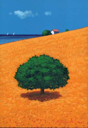 Pintura titulada "il grande albero" por Gio Mondelli, Obra de arte original, Acrílico Montado en Panel de madera