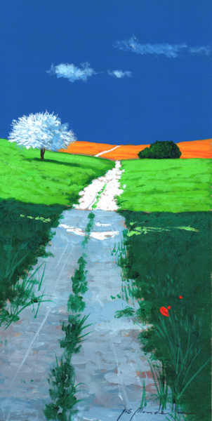 Painting titled "stradina toscana" by Gio Mondelli, Original Artwork, Acrylic Mounted on Wood Panel