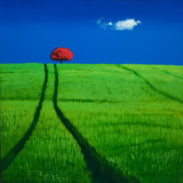 Malerei mit dem Titel "L'albero rosso" von Gio Mondelli, Original-Kunstwerk, Acryl