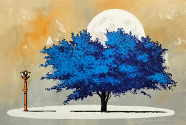 Pittura intitolato "Notturno blu" da Gio Mondelli, Opera d'arte originale, Acrilico