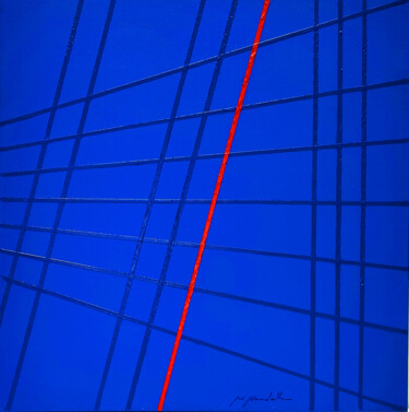 Ζωγραφική με τίτλο "LINEE BLU 101" από Gio Mondelli, Αυθεντικά έργα τέχνης, Ακρυλικό