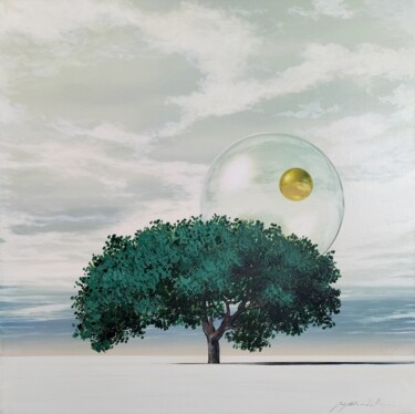Malerei mit dem Titel "Leggerezza in verde" von Gio Mondelli, Original-Kunstwerk, Acryl