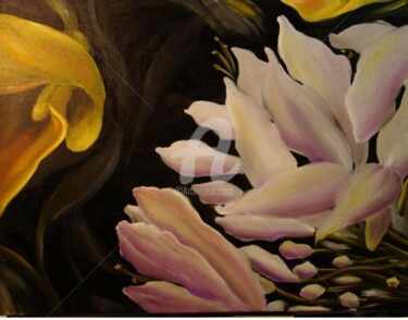 Pittura intitolato "calla gialla e fior…" da Giordana Bussoli, Opera d'arte originale