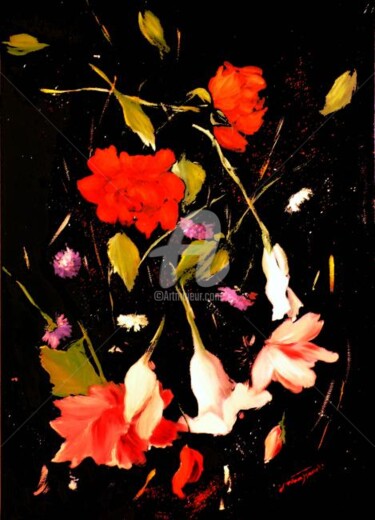 Pittura intitolato "pioggia di fiori in…" da Giordana Bussoli, Opera d'arte originale