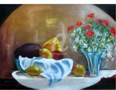 Pittura intitolato "sul tavolo" da Giordana Bussoli, Opera d'arte originale
