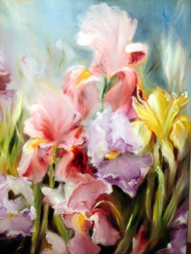 Painting titled "teneramente iris" by Giordana Bussoli, Original Artwork