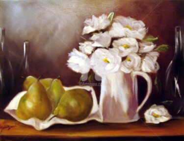 Pittura intitolato "roselline bianche c…" da Giordana Bussoli, Opera d'arte originale