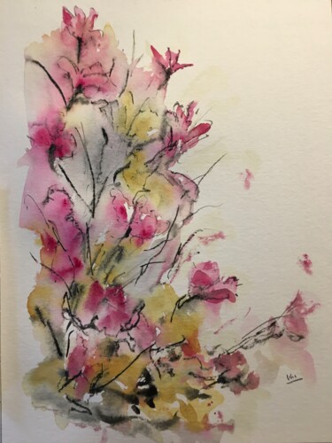 Painting titled "fleurs sauvages" by Valerie Giordanengo, Original Artwork, Watercolor