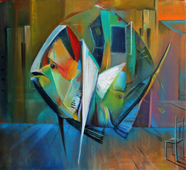 제목이 "Fish in the interior"인 미술작품 Giorgi Kobiashvili (KOBI)로, 원작, 기름