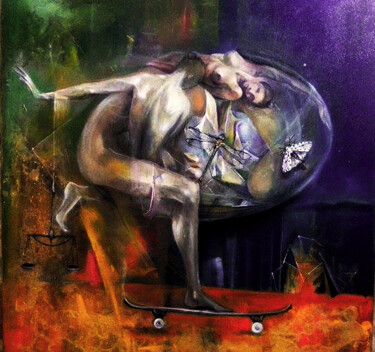 Painting titled "Equilibrium" by Giorgi Kobiashvili (KOBI), Original Artwork, Oil