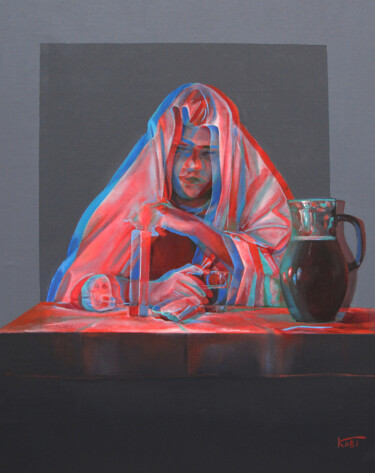 Malerei mit dem Titel ""Thinking" 3D piece…" von Giorgi Kobiashvili (KOBI), Original-Kunstwerk, Acryl