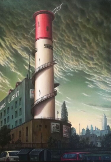 Schilderij getiteld "Metropolis" door Giorgio Cavalieri, Origineel Kunstwerk, Olie