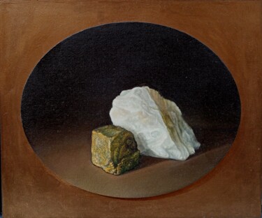 Schilderij getiteld "Mineral stillness" door Giorgio Cavalieri, Origineel Kunstwerk, Olie Gemonteerd op Houten paneel