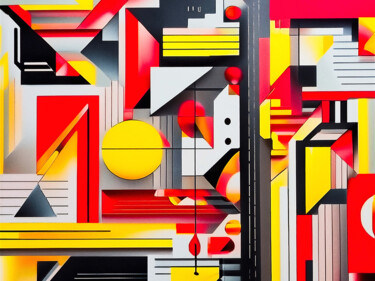 Digitale Kunst getiteld "black, red, yellow…" door Giorgio Gerardi, Origineel Kunstwerk, AI gegenereerde afbeelding