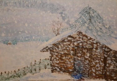 Pittura intitolato "Neve d'inverno" da Giorgio Priolo, Opera d'arte originale, Olio
