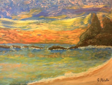 Painting titled "Tramonto a Capo Vat…" by Giorgio Priolo, Original Artwork, Oil