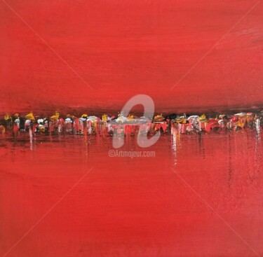 Painting titled "Lac rouge" by Giorgio Storchi, Original Artwork, Acrylic