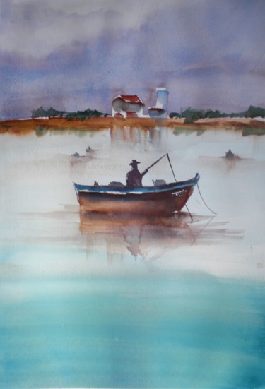 Painting titled "fisherman" by Giorgio Gosti, Original Artwork, Watercolor