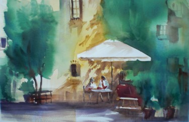 Painting titled "In the garden" by Giorgio Gosti, Original Artwork, Watercolor
