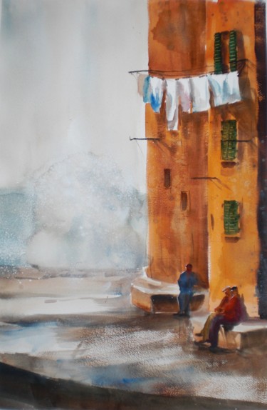 Painting titled "looking to the sea" by Giorgio Gosti, Original Artwork, Watercolor