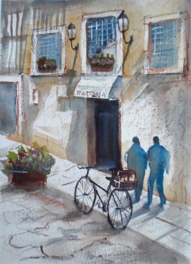 Painting titled "the bike 2" by Giorgio Gosti, Original Artwork, Watercolor