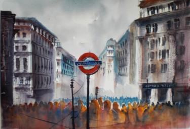 Pittura intitolato "London underground" da Giorgio Gosti, Opera d'arte originale, Acquarello