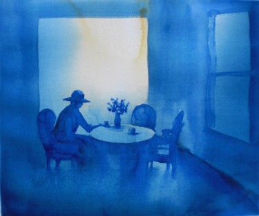 Painting titled "blue" by Giorgio Gosti, Original Artwork, Watercolor